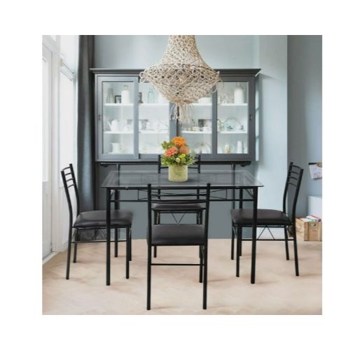 5 PC Dining Set Glass Top Table and 4 Chairs Via Walmart