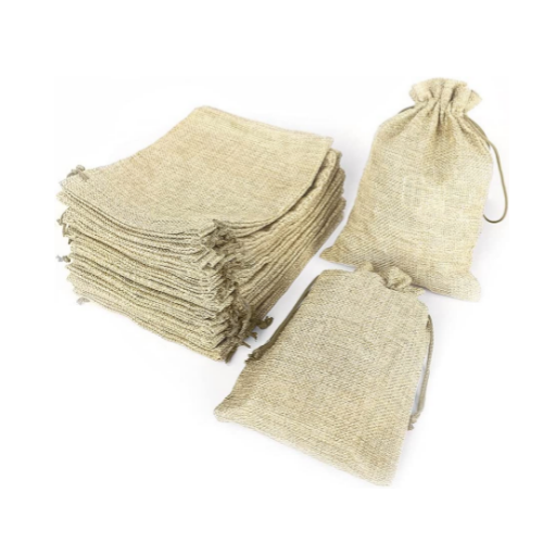 50PCS Burlap Bags with Drawstring, 5x7 inch Via Amazon