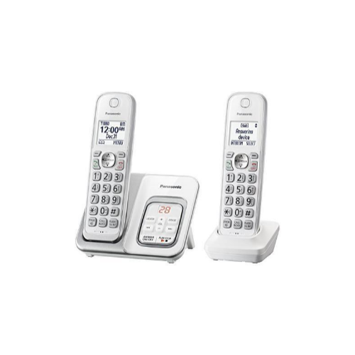 Panasonic Cordless Phone with Answering Machine and Smart Call Block Via Amazon