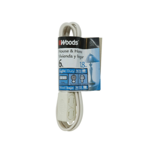 Woods 0600W 3-Outlet 16/2 Cube Extension Cord w/ Power Tap, 6-Feet via Amazon