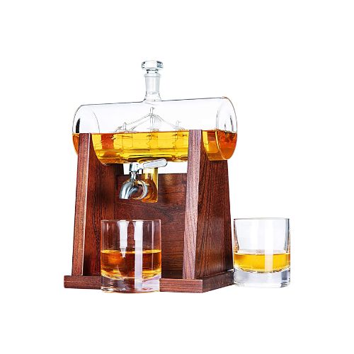 Whiskey Decanter Set, 1250ml Whiskey Decanter with 2 Whiskey Glasses