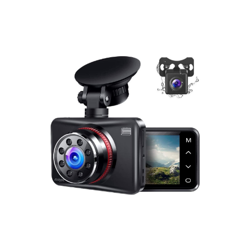 Ainhyzic Front and Rear Dual Dash Camera with Touch Button Via Amazon