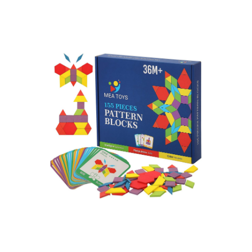 155 Pcs Wooden Multicolored Pattern Blocks for Kids Via Amazon