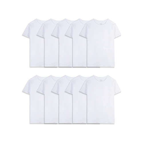 10-Pack Fruit of the Loom Boys' Cotton White T Shirt Via Amazon
