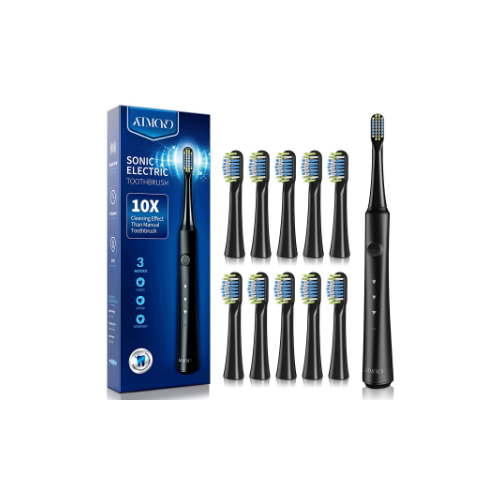 Electric Toothbrushes with 10 Duponts Brush Heads Via Amazon