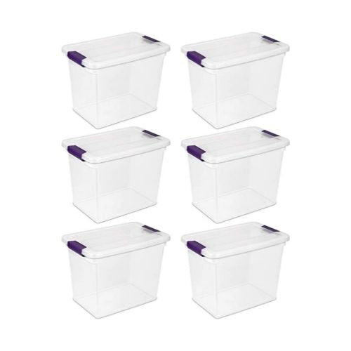 6 Pack Sterilite  27 Quart/26 Liter ClearView Latch Box, Via Amazon