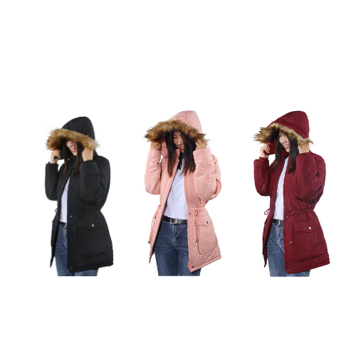Women’s Winter Warm Coats Parkas with Faux Fur Jackets (4 Colors) Via Amazon