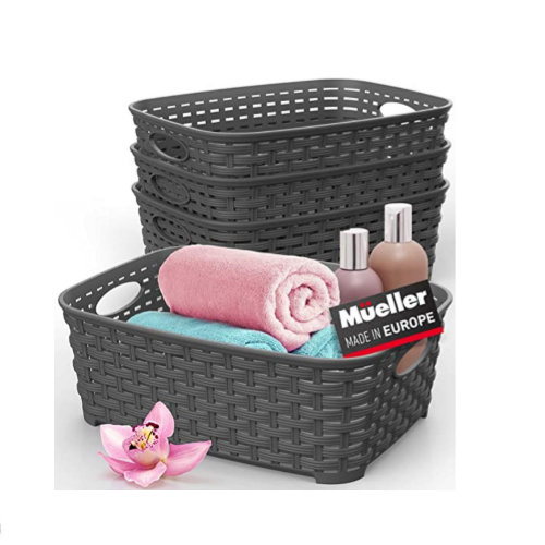 4-Pack Plastic Storage Bins, Household Organizers Via Amazon