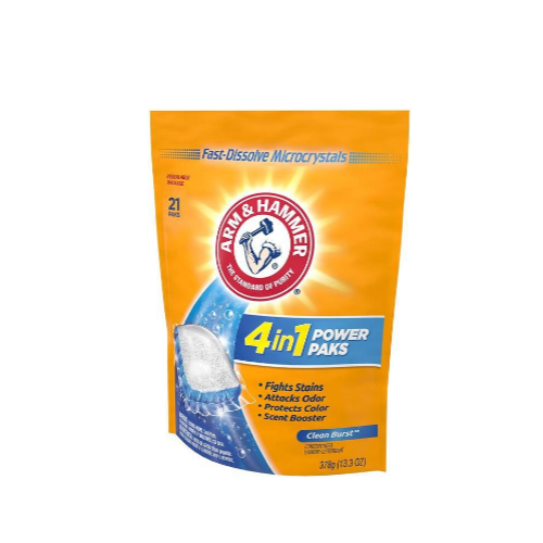 21 Count Arm & Hammer 4-in-1 Laundry Detergent Power Paks, Via Amazon