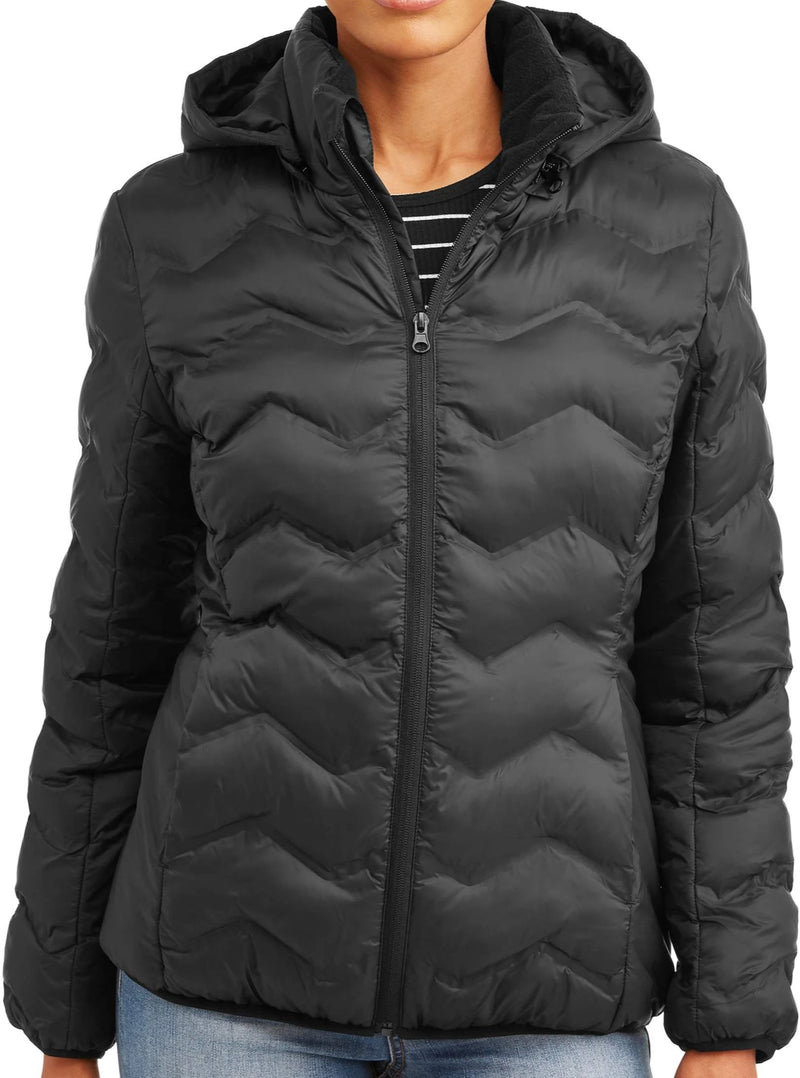 Time and Tru Women's Puffer Coat with Hood (7 Colors) Via Walmart