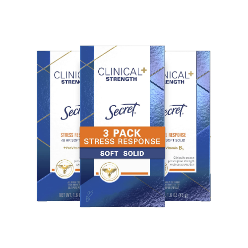 3 Pack Secret Clinical Strength Antiperspirant and Deodorant for Women, Soft Solid Via Amazon