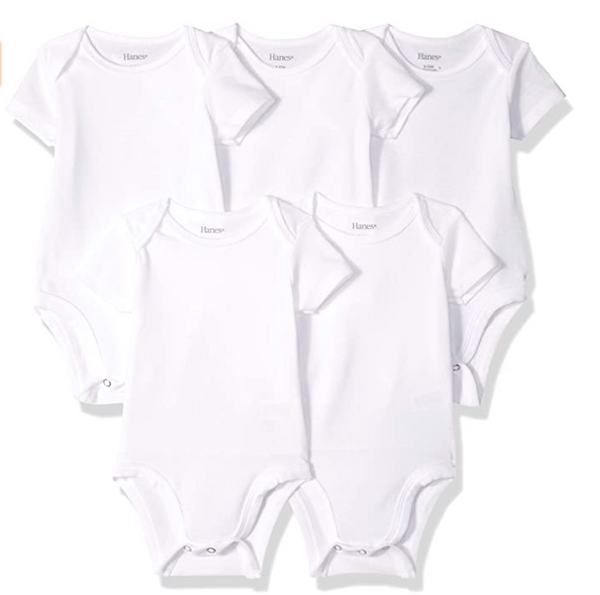 5 Pack Hanes Baby Short Sleeve Bodysuits Via Amazon