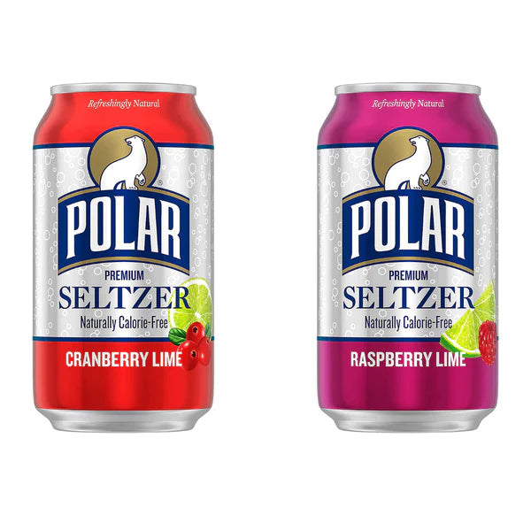 24 Cans Of Polar Seltzer Raspberry Lime, Black Cherry or Cranberry Lime Via Amazon