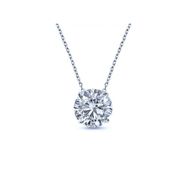 1 Carat Round Cut Real Moissanite Solitaire Pendant Necklace