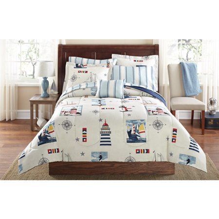 Mainstays Lighthouse Bed in a Bag Coordinated Bedding Via Walmart