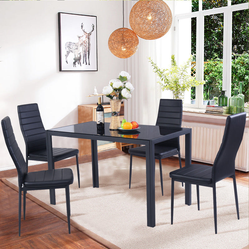 Costway 5 Piece Kitchen Dining Set Glass Metal Table and 4 Chairs Via Walmart