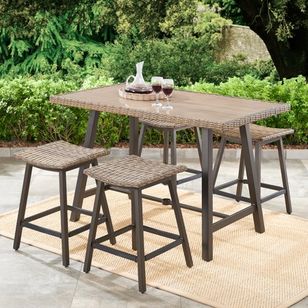 Better Homes & Gardens Westcliffe 5 Piece Patio Wicker Bar Via Walmart