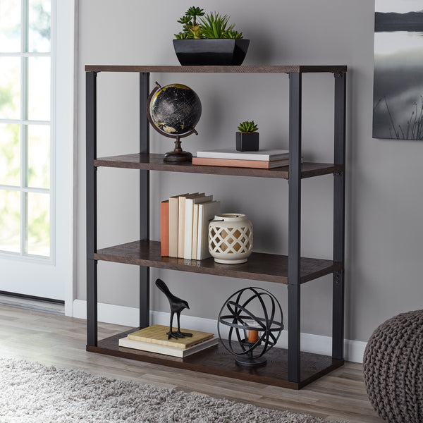 Clarendon 4-Shelf Metal Frame Book Case Via Walmart