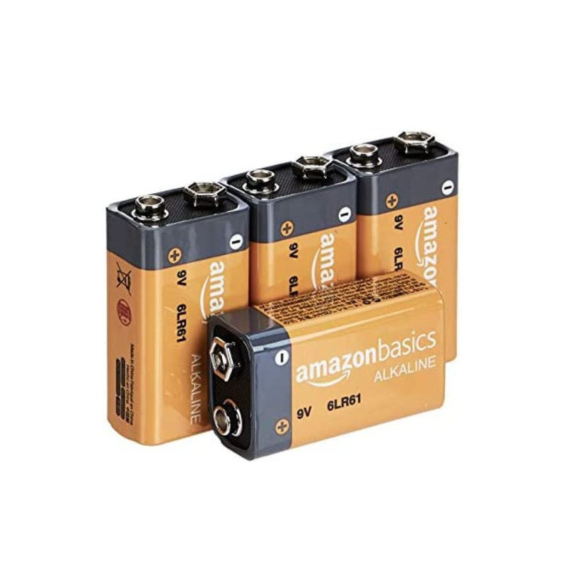 4-Pack Amazon Basics 9 Volt Alkaline Batteries, 5-Year Shelf Life Via Amazon
