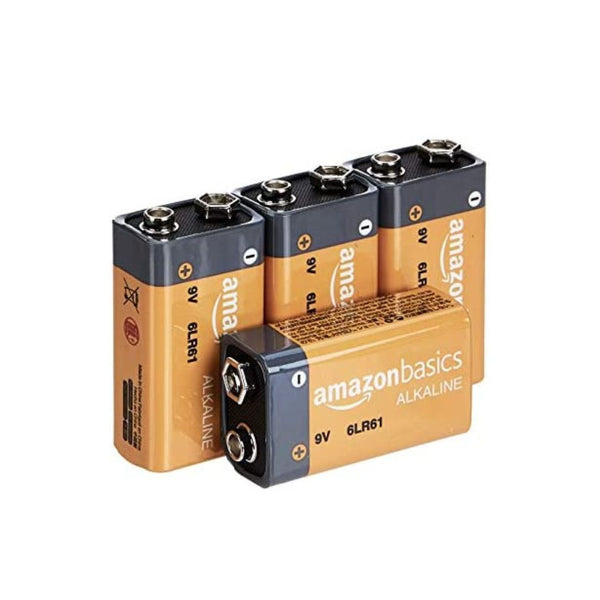 4-Pack Amazon Basics 9 Volt Alkaline Batteries, 5-Year Shelf Life Via Amazon