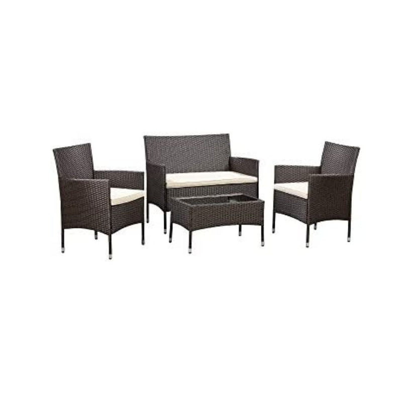 4 Outdoor Patio Garden Faux Wicker Rattan Chair Conversation Set with Cushion
Via Amazon