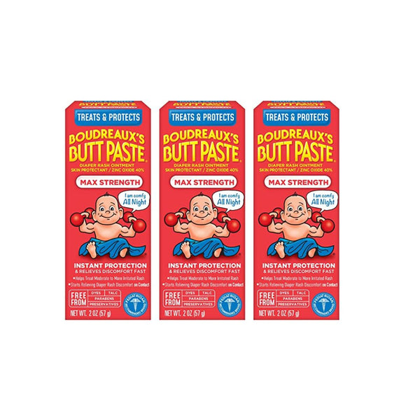 3-Pack Boudreaux's Butt Paste Maximum Strength Diaper Rash Cream Via Amazon
