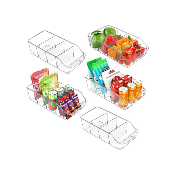5-Pack Pantry Organization and Storage Bins with Dividers