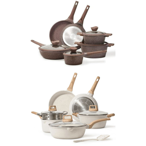 Carote Granite Nonstick Cookware Sets, 10 Pcs Pots and Pans Set Nonstick (2 Colors)