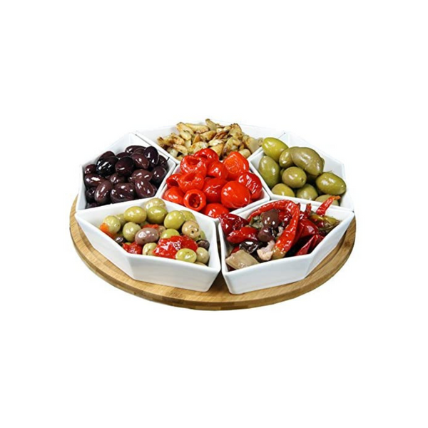 7-Piece Elama Ceramic Stoneware Condiment Appetizer Set Via Amazon