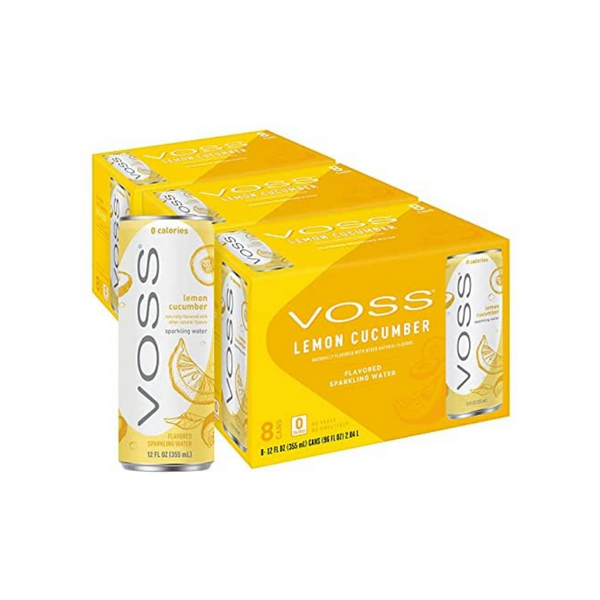 24-Pack VOSS Lemon Cucumber Flavored Sparkling Water – Unsweetened, Zero Calories Via Amazon