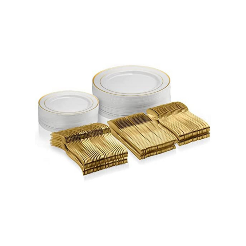 125 Piece Gold Dinnerware Party Set Via Amazon