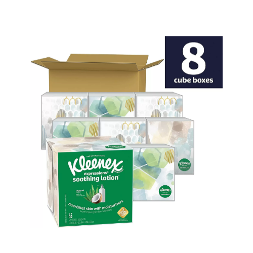 8 Boxes of 65-Ct Kleenex 3-Layered Soothing Lotion Facial Tissues via Amazon