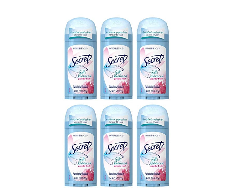 Pack of 6 Secret Antiperspirant and Deodorant for Women Via Amazon