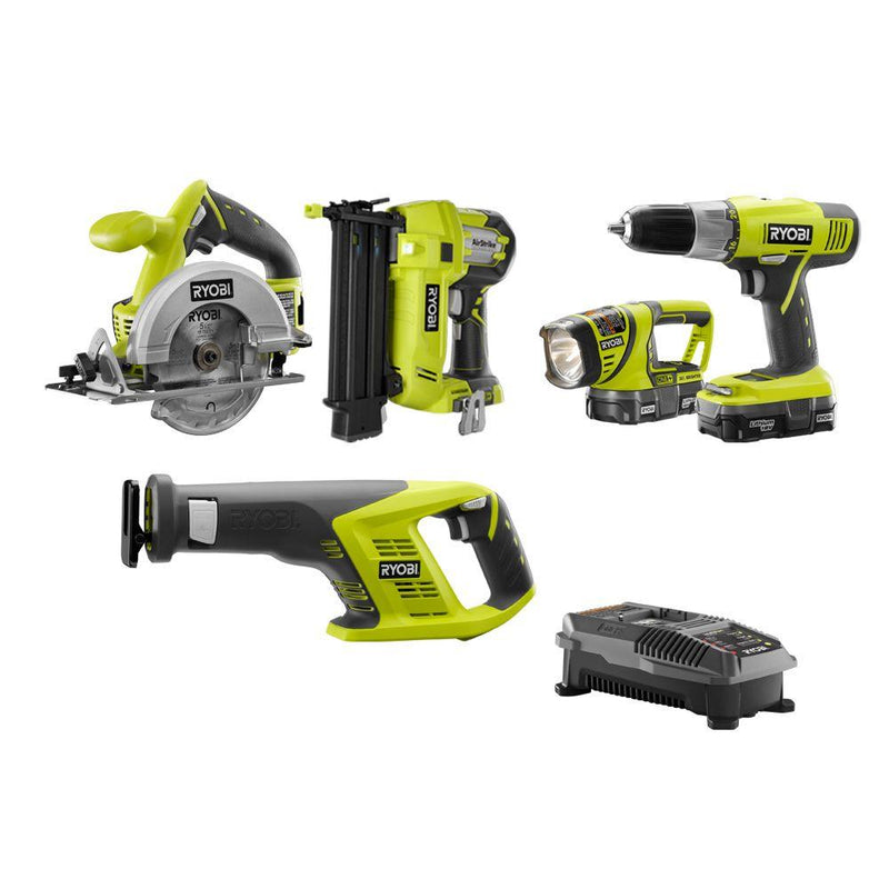 18-Volt ONE+ Lithium-Ion Cordless Combo Kit with Brad Nailer (5-Tool) Via Home Depot