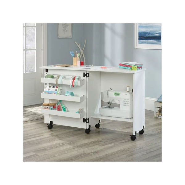 Sauder Rolling Sewing Cart with Storage, White Finish