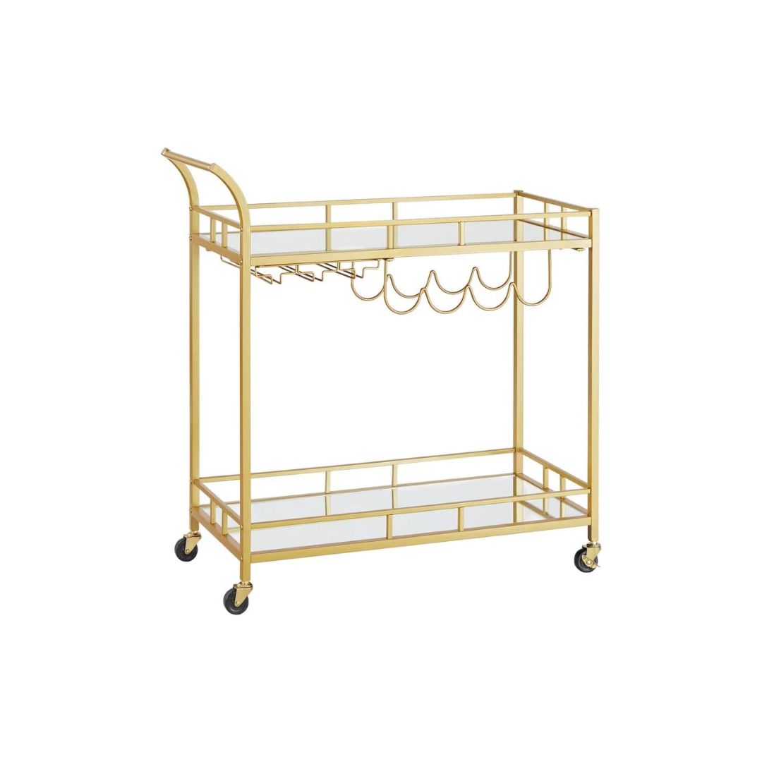 Gold Wine Cart with 2 Mirrored Shelves simplexdeals