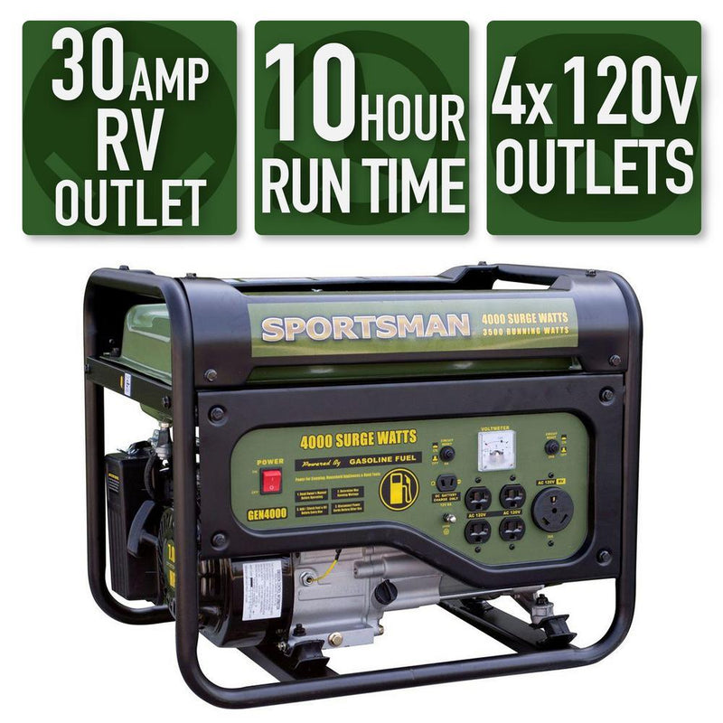 Sportsman 4,000/3,500-Watt Gasoline Powered Portable Generator with RV Outlet Via HomeDepot